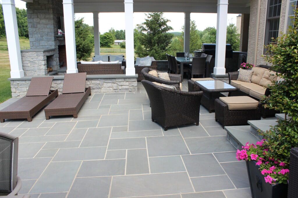 clean stone patio design