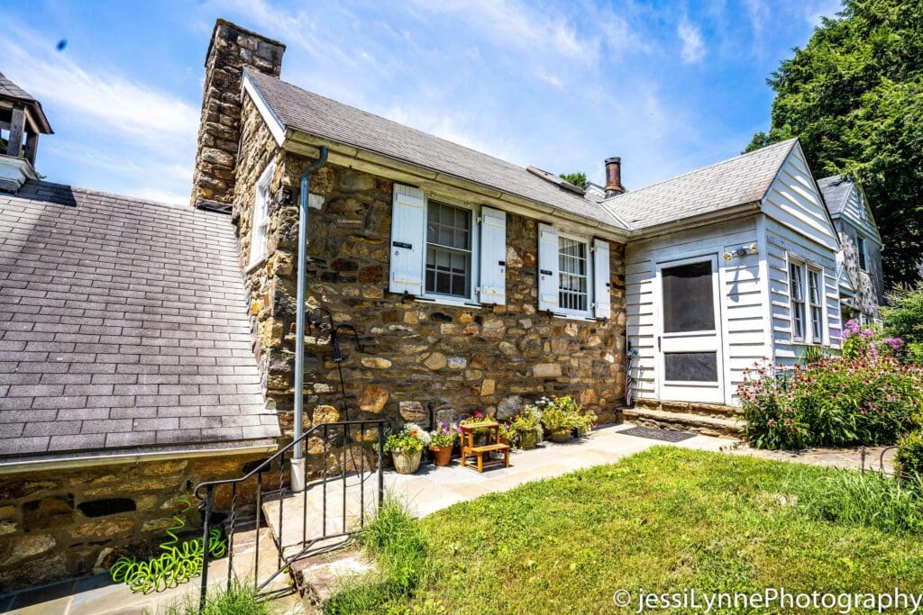 Backyard walkway with stairs