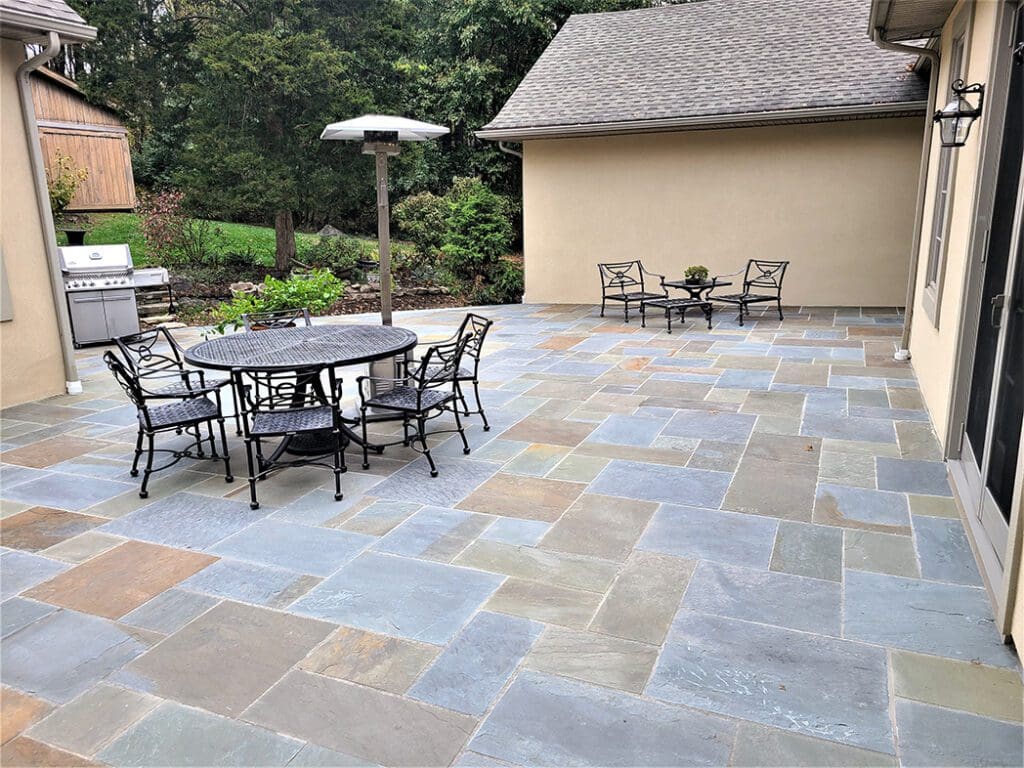 Backyard patio with dining set