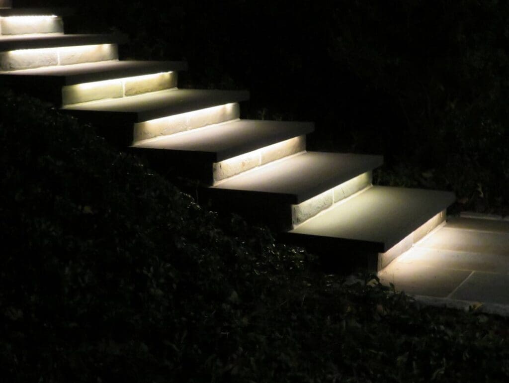 Lighted stone steps
