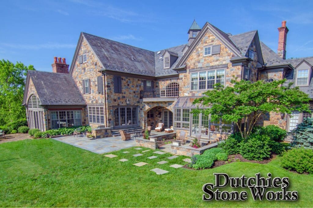 Aerial view of backyard patio