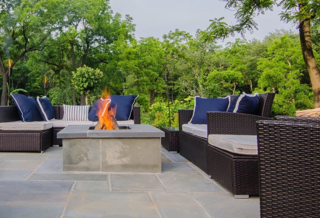 Backyard patio with firepit