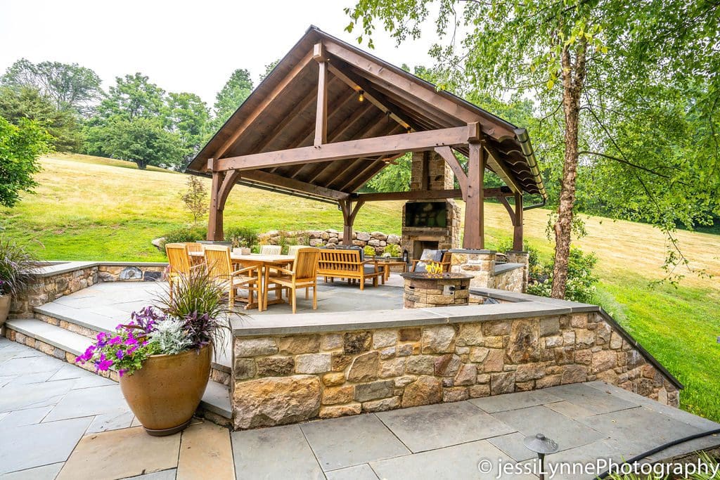 Elegant and rustic outdoor living space