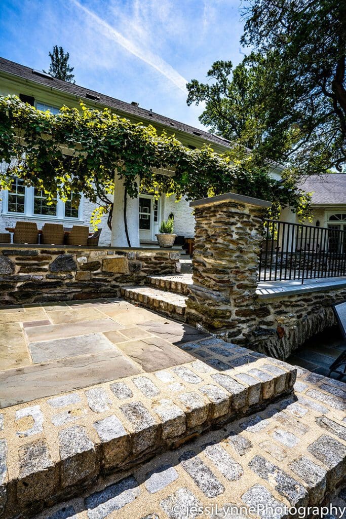 stone backyard stairs