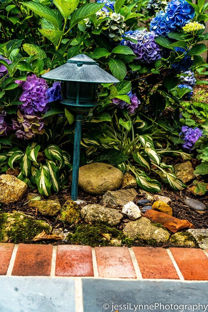 Stone walkway with light