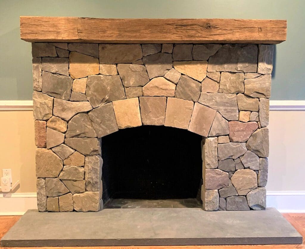 Stone fireplace