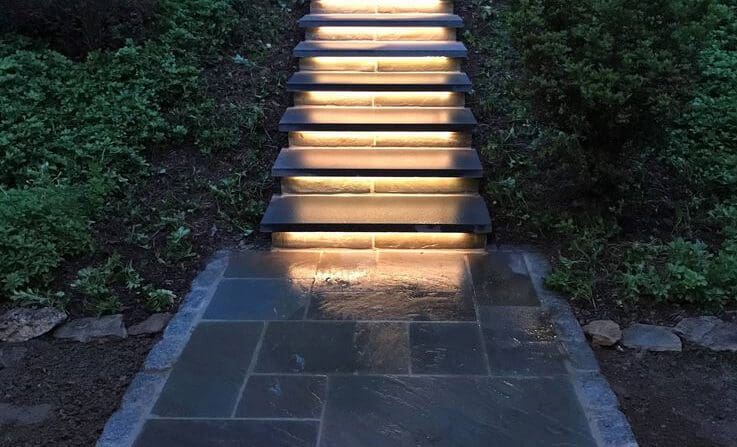 Lighted stone steps