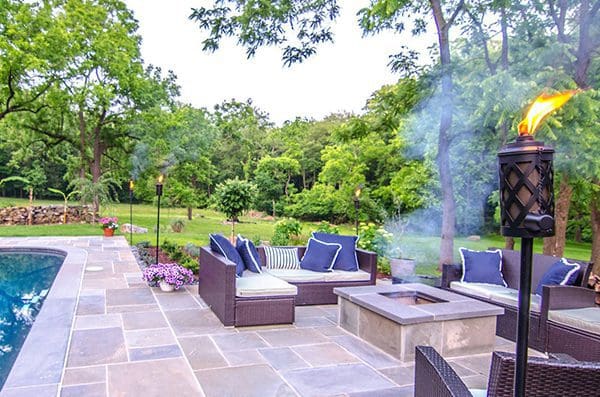 Backyard patio with firepit