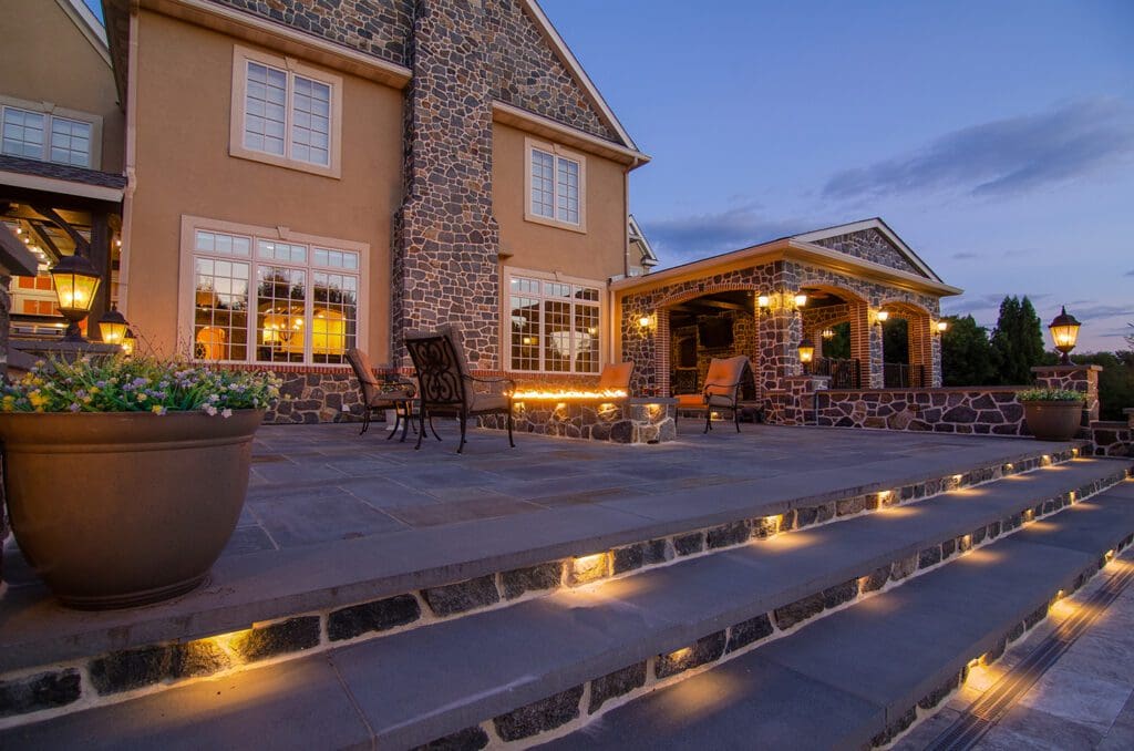 lighted stone steps