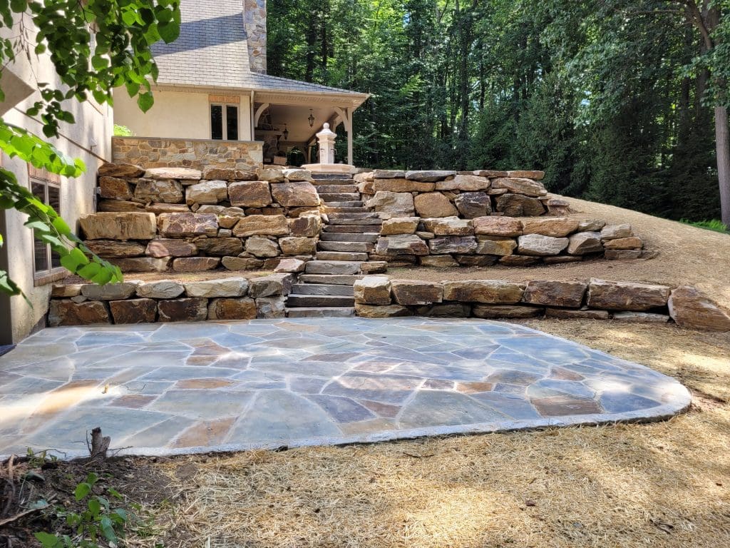 custom stone patio and walkway