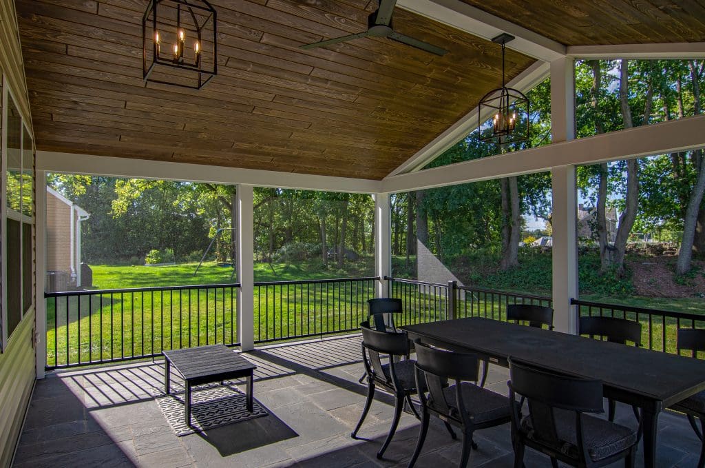 Screened In Covered Stone Porch